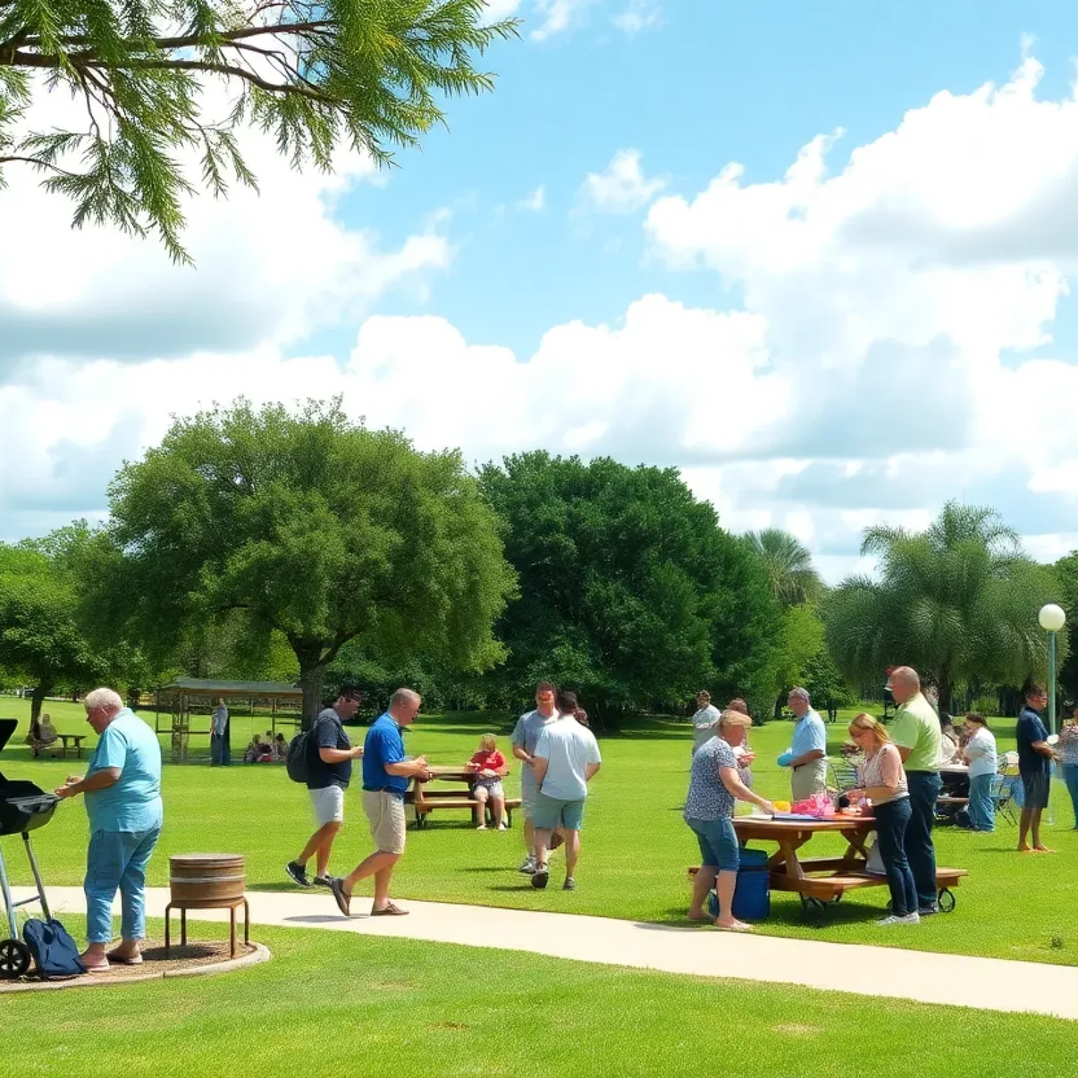 Families celebrating Father's Day in a park in Central Florida