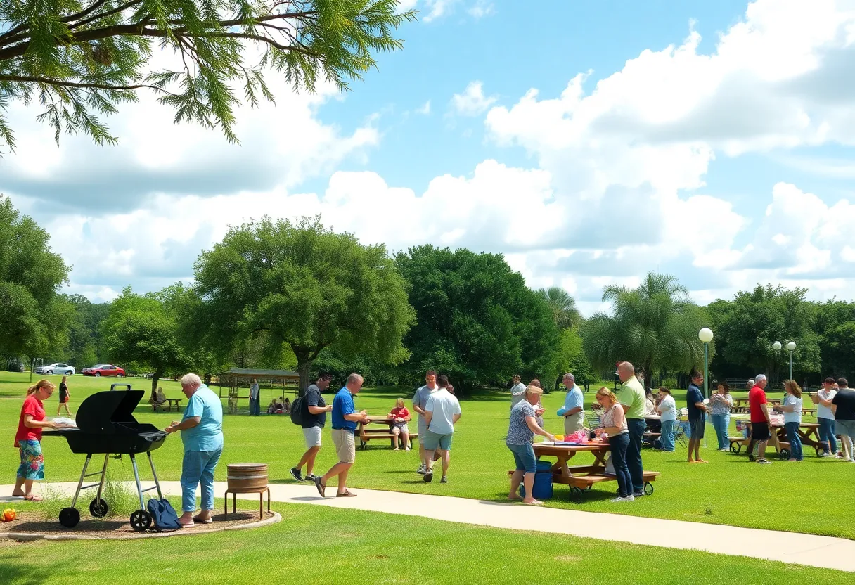 Families celebrating Father's Day in a park in Central Florida