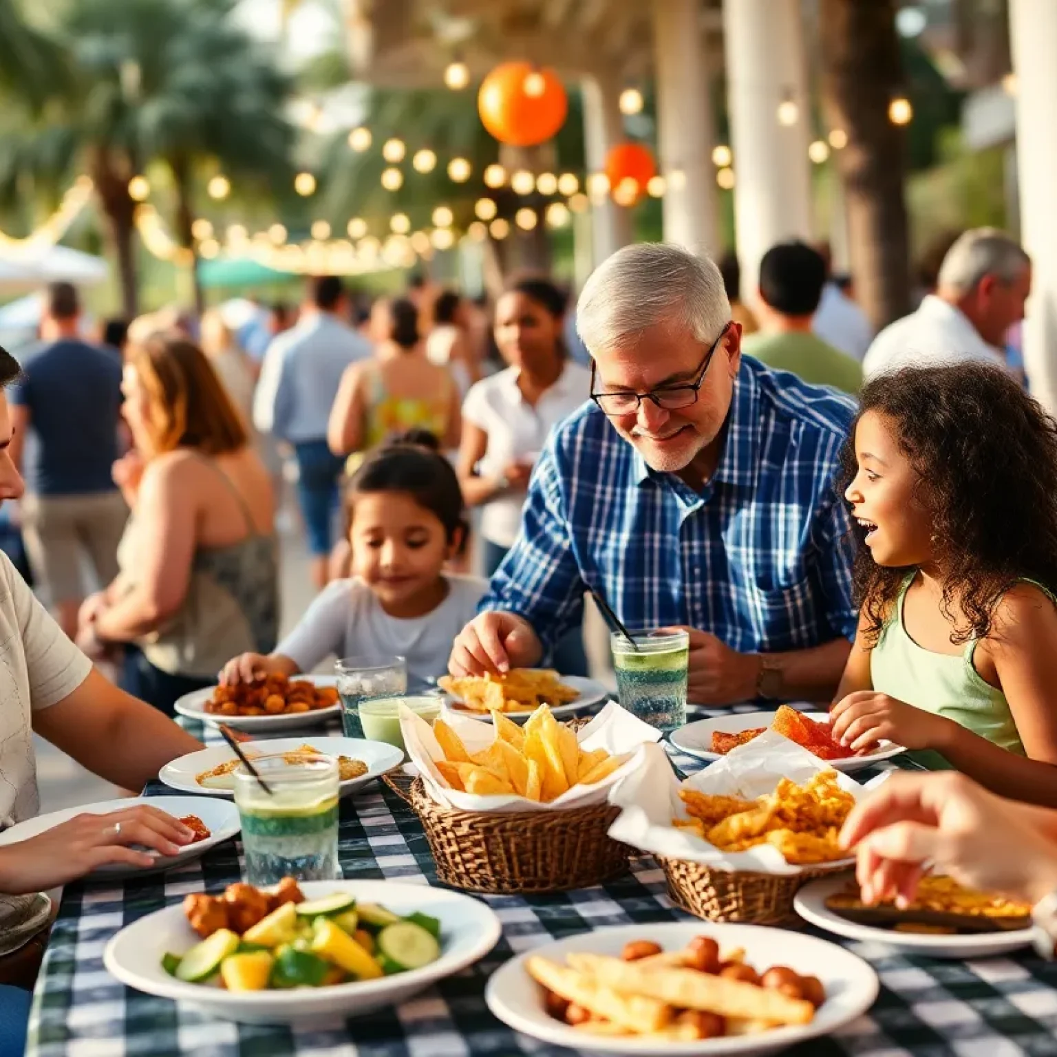 Families celebrating Father's Day in Orlando with food and activities