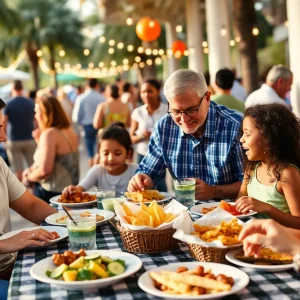 Families celebrating Father's Day in Orlando with food and activities