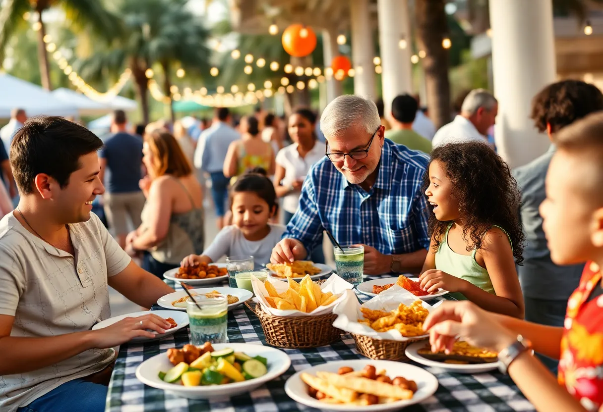 Families celebrating Father's Day in Orlando with food and activities