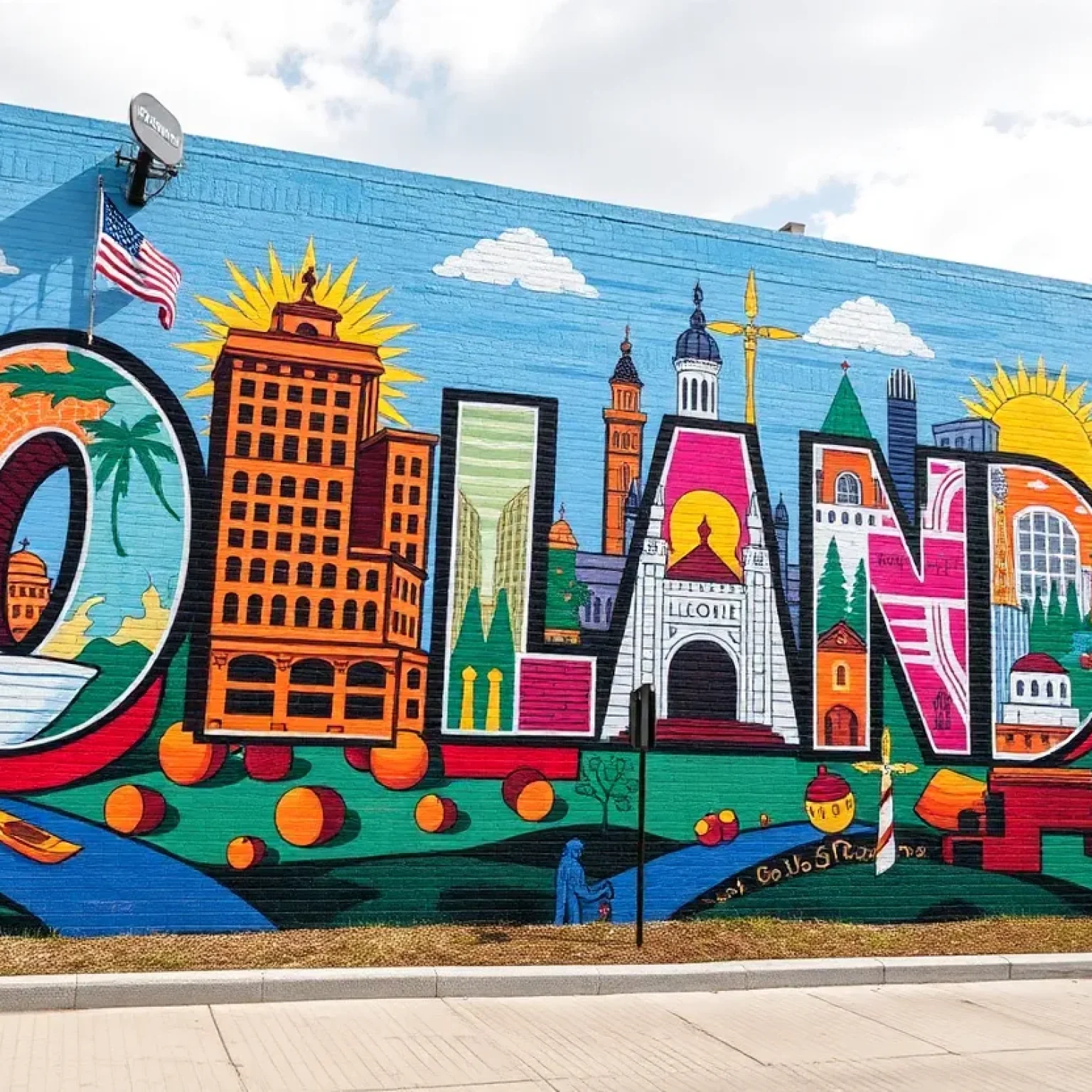 Vibrant mural titled Floral Odyssey celebrating Orlando's culture