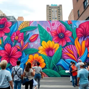 Vibrant mural 'Floral Odyssey' in downtown Orlando