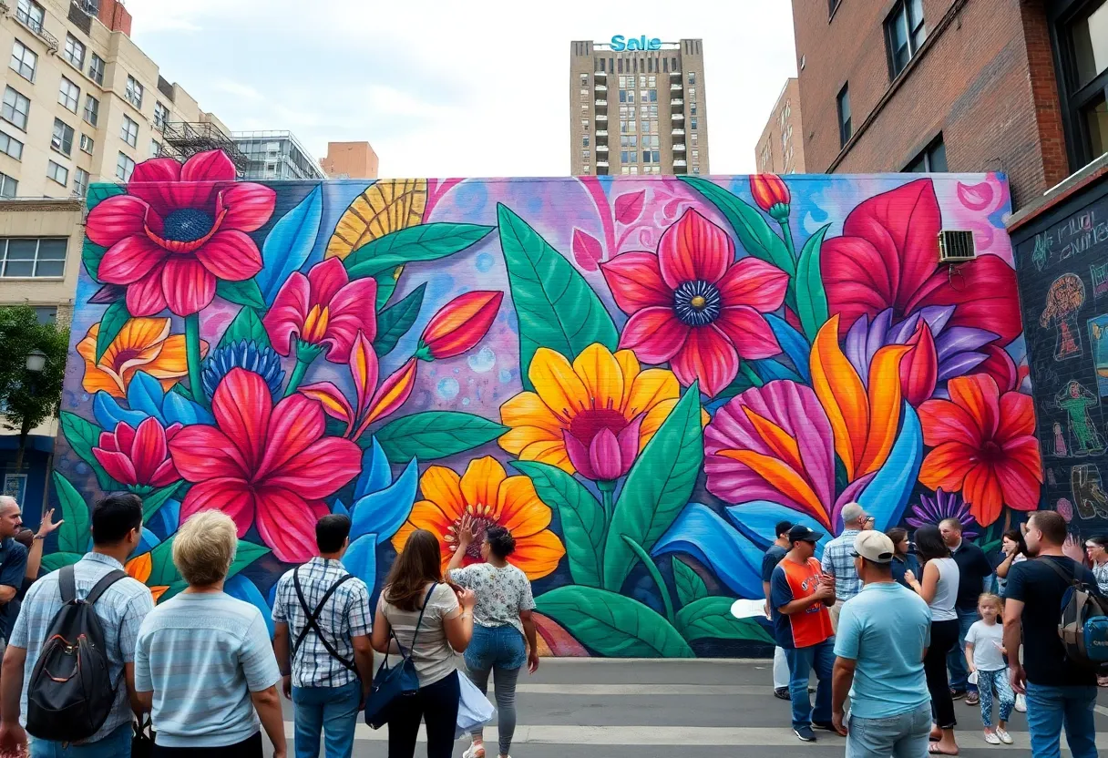 Vibrant mural 'Floral Odyssey' in downtown Orlando