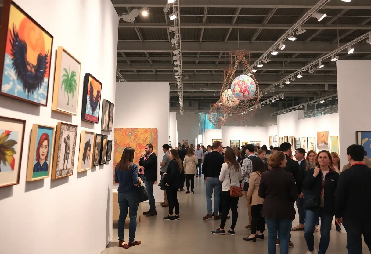 Art exhibition showcasing contemporary artworks at the Orlando Museum of Art.