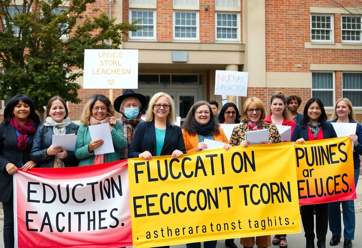 Teachers supporting their union in Florida