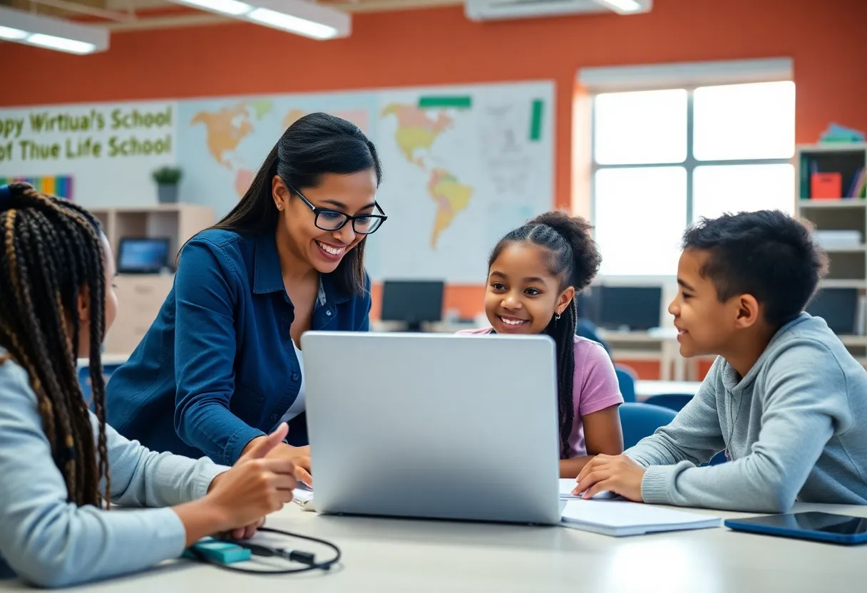 Teachers and students engaging in a virtual learning environment
