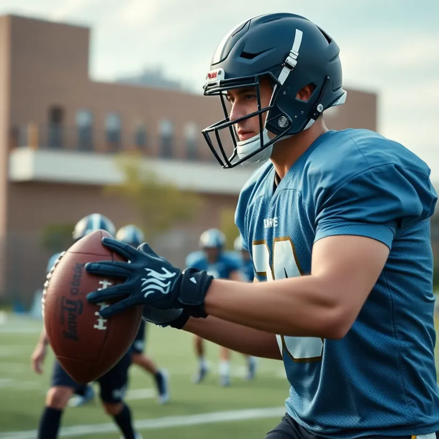 Training session of a football player at a university