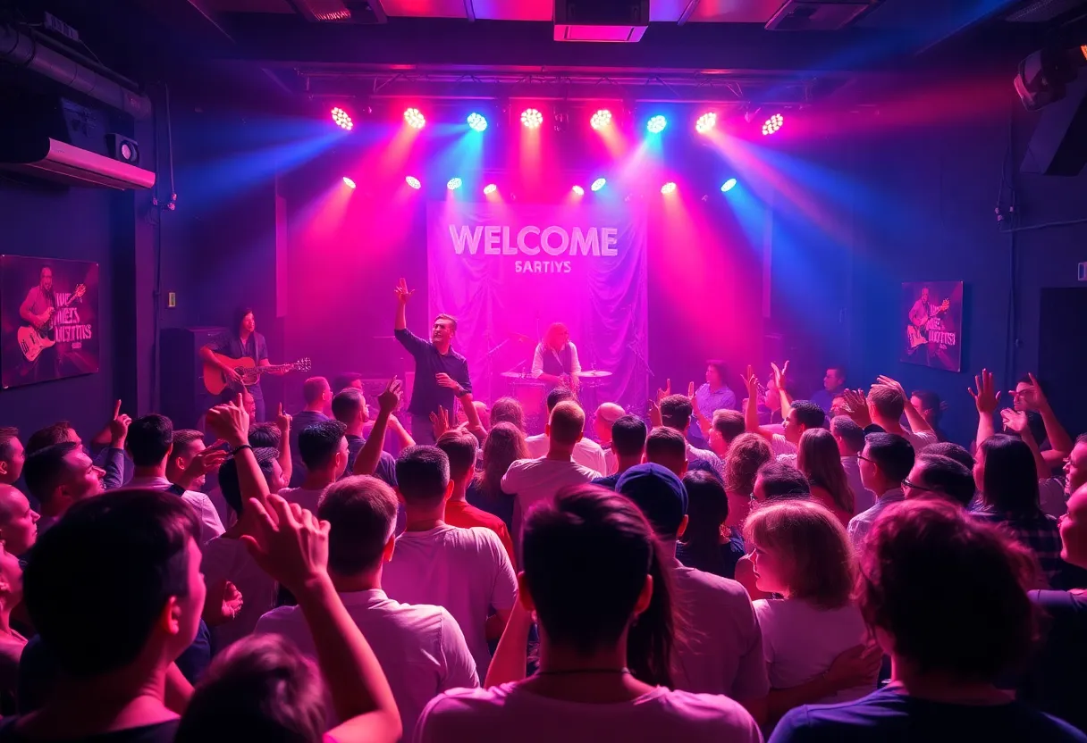 Crowd enjoying a live music release party at Tuffy's Music Box