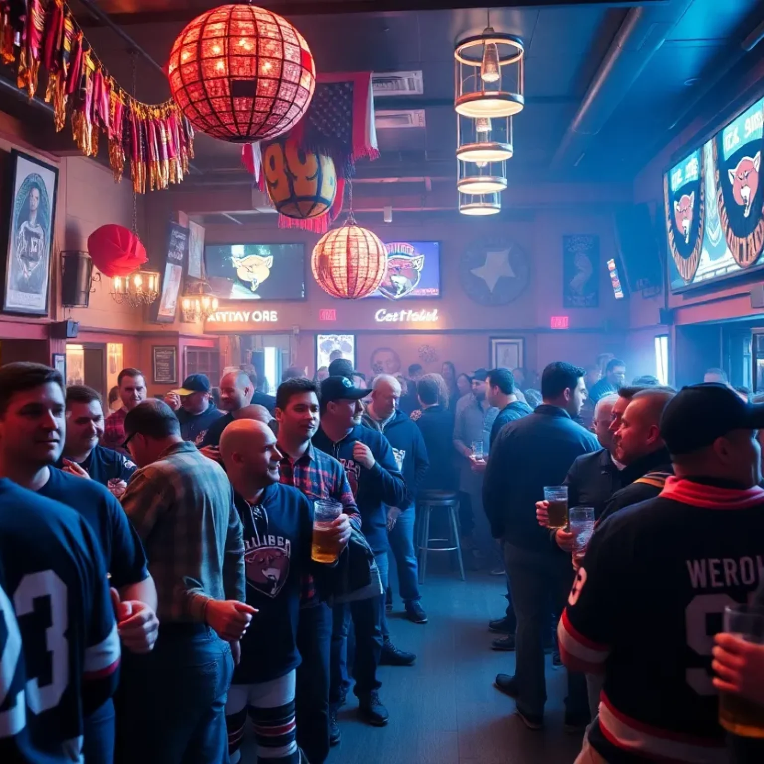 Hockey Fans at Local Bar