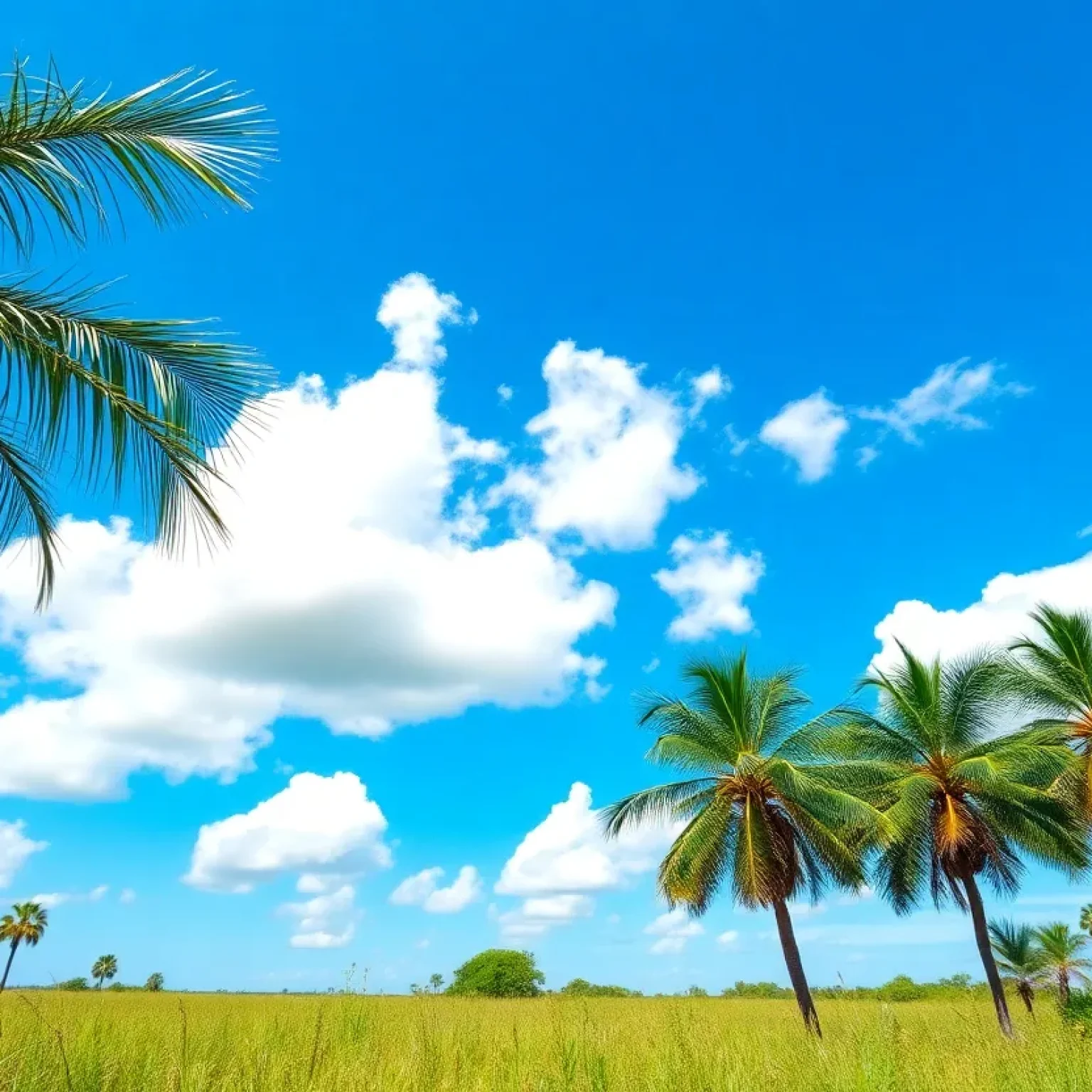 Scenic view of Central Florida under a bright blue sky during summertime.