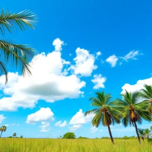 Scenic view of Central Florida under a bright blue sky during summertime.