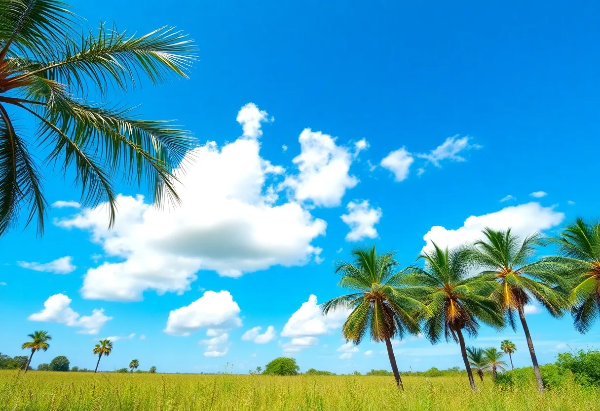 Scenic view of Central Florida under a bright blue sky during summertime.