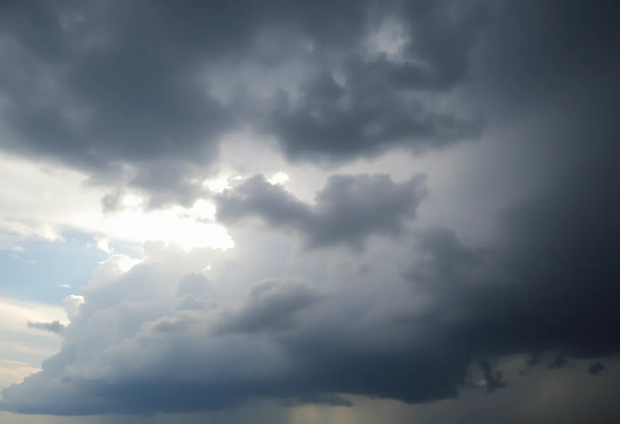 Dramatic sky over Central Florida with dark storm clouds indicating summer storms.