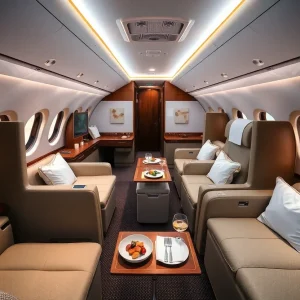 Interior view of JetBlue Mint premium business class