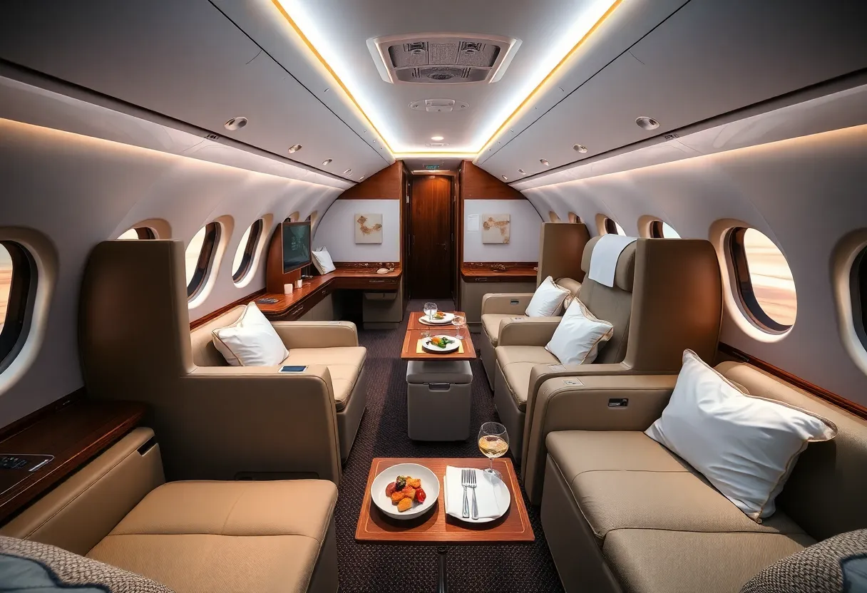 Interior view of JetBlue Mint premium business class