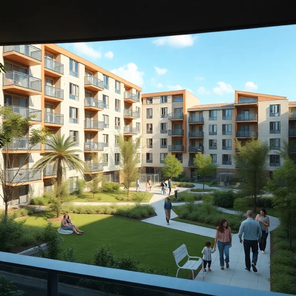 Modern apartment complex providing housing for teachers