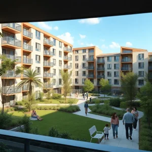 Modern apartment complex providing housing for teachers