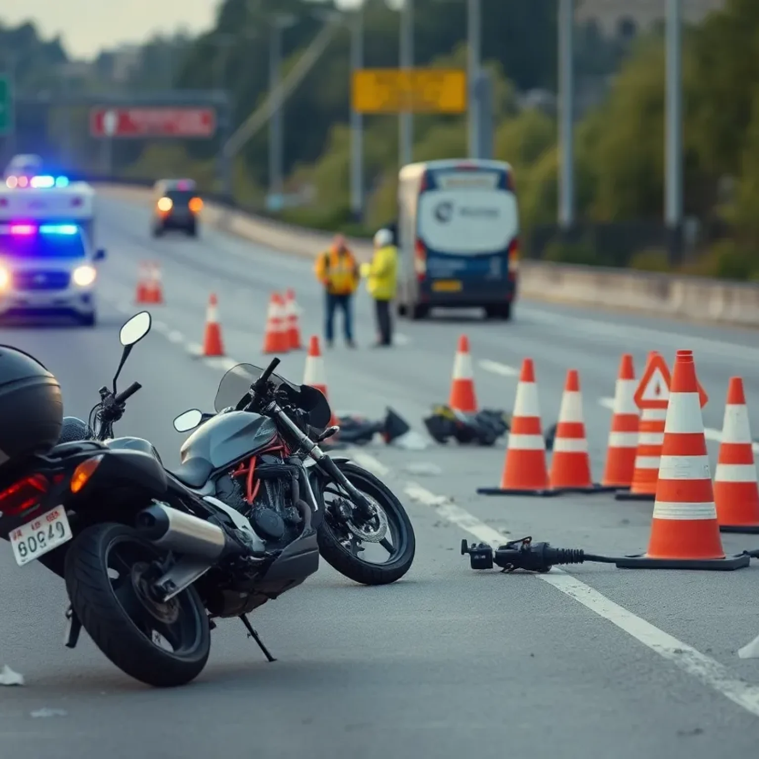 Motorcycle crash on Interstate 4 with emergency services present