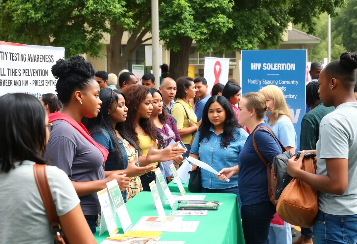 Community health event promoting HIV testing.