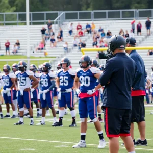 Nebraska football players training on the field