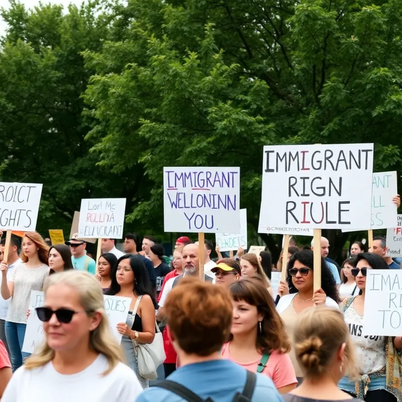 Demonstrators holding signs at No Kings protests in Florida