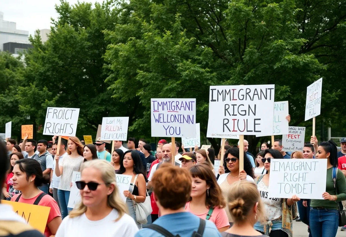 Demonstrators holding signs at No Kings protests in Florida