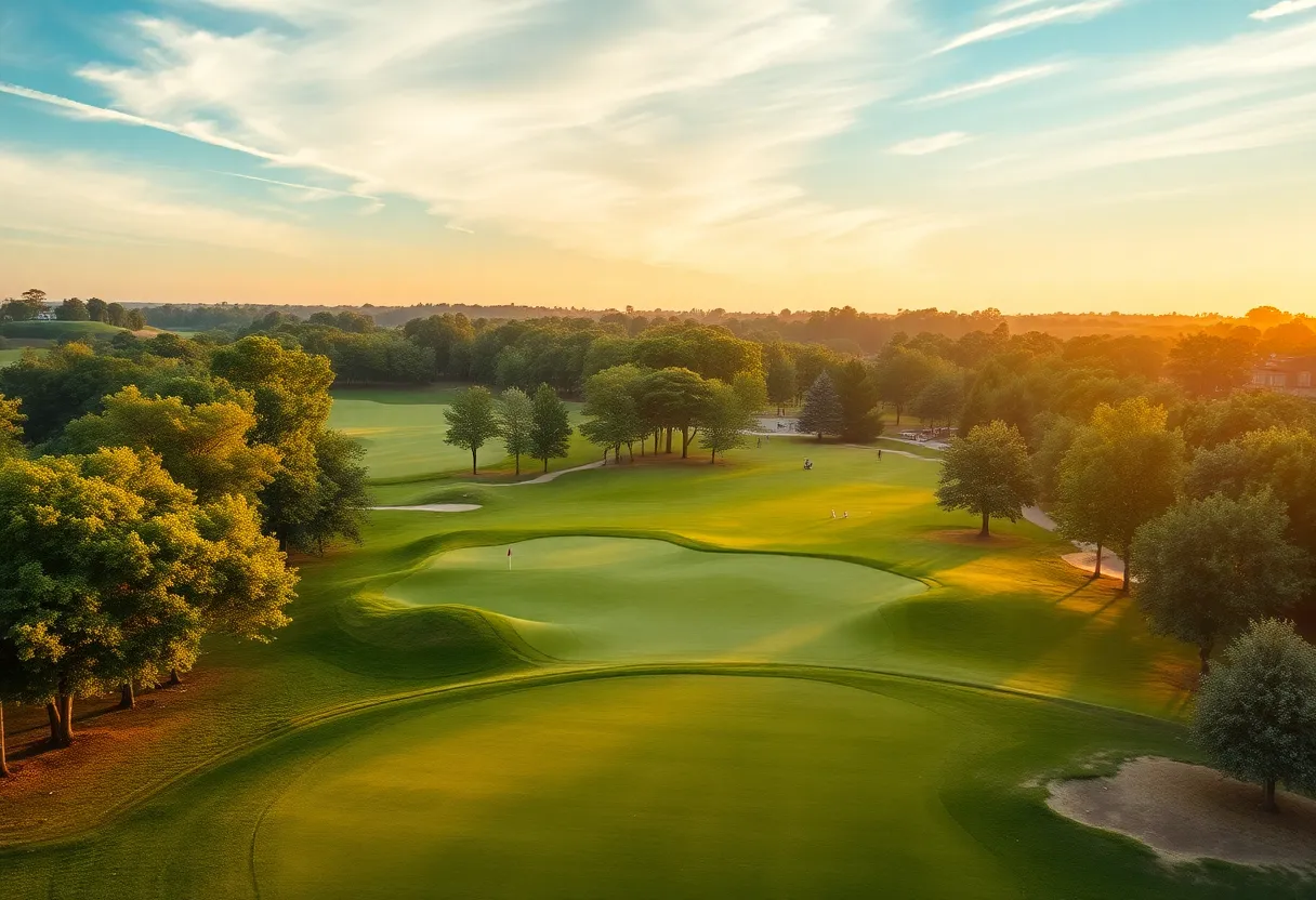 Scenic view of golf course during Northeast Amateur tournament