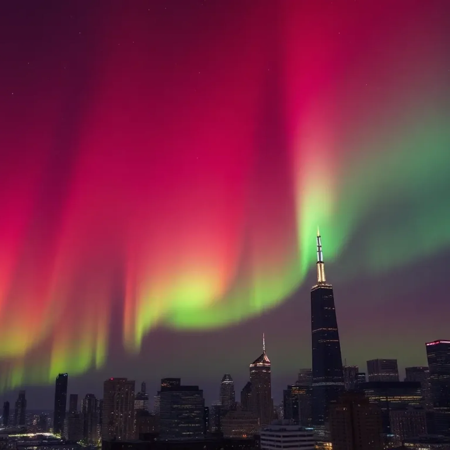 Northern Lights Over Chicago