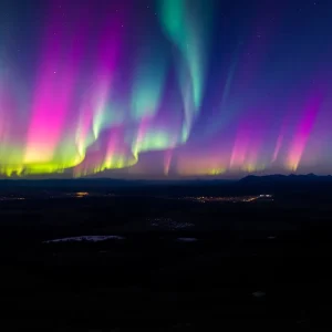 Northern Lights Over Landscape