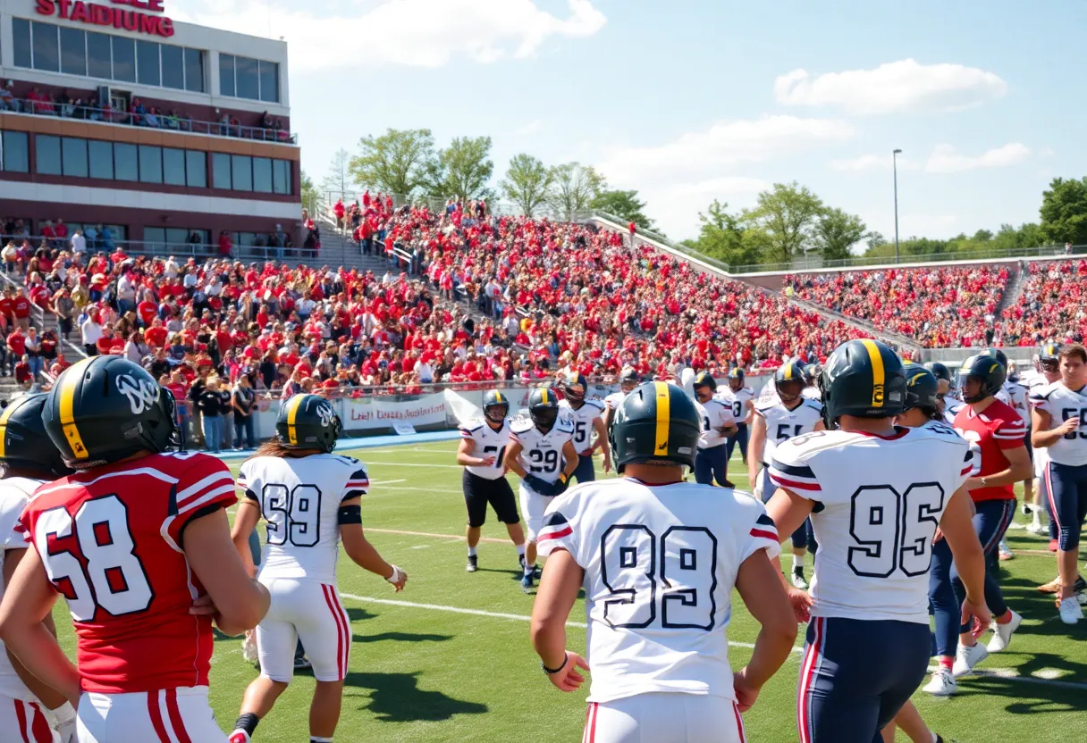 Oak Ridge football players in action during a game