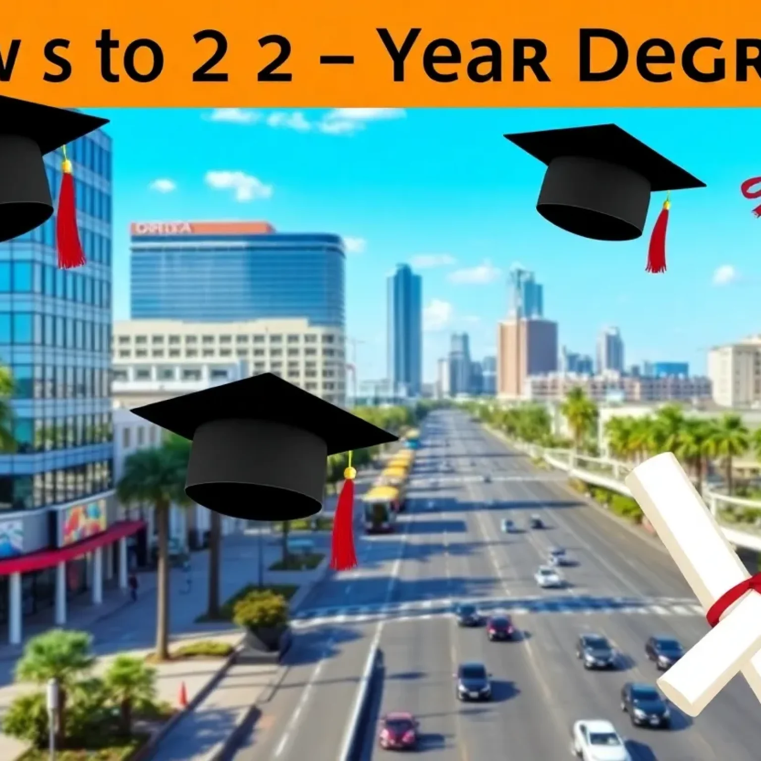 Cityscape of Orlando highlighting educational opportunities for associate degree holders