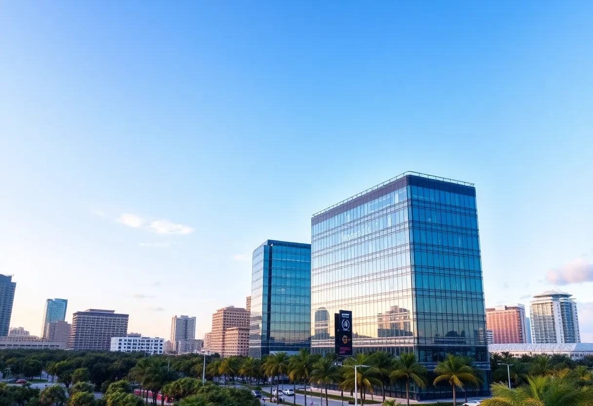 Skyline of Orlando showcasing business buildings