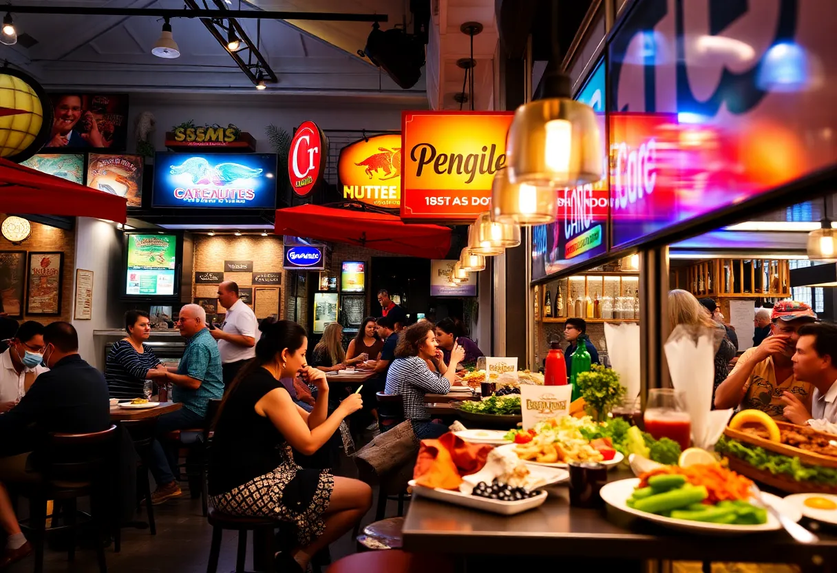 Orlando restaurants featuring diverse cuisines and vibrant dining atmosphere.
