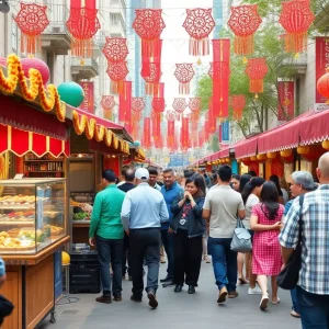 A lively urban scene during cultural events in Orlando.