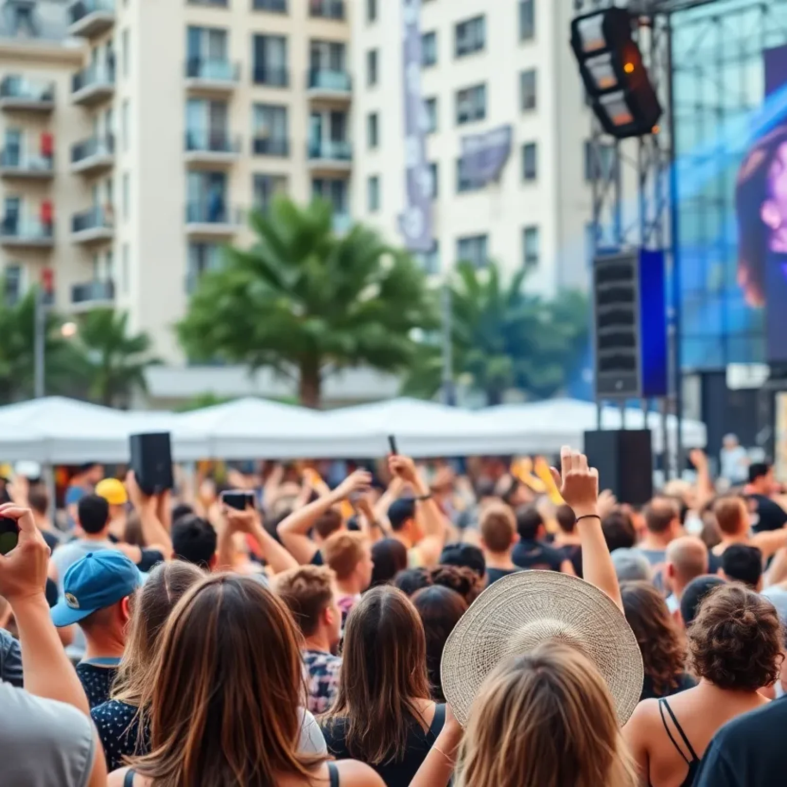 Enthusiastic crowds enjoying live music performances in Orlando
