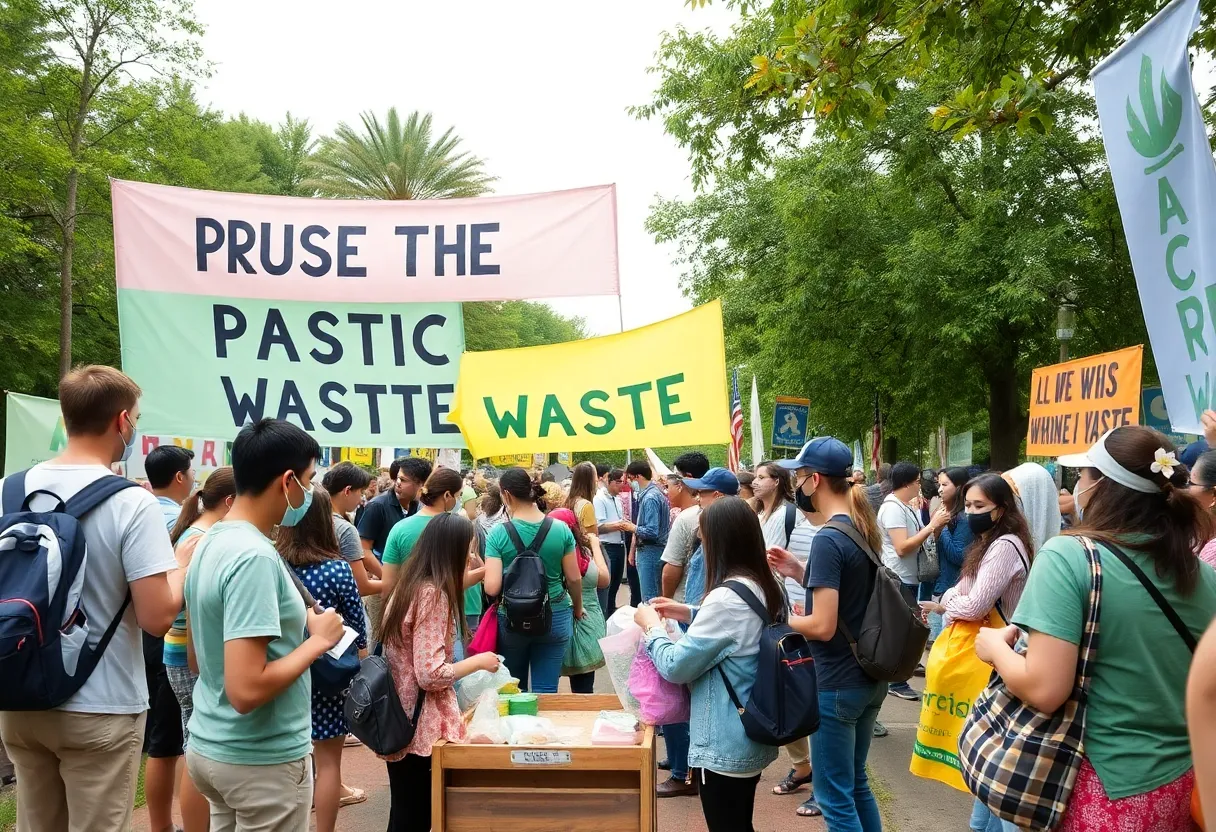 Community participating in Plastic Free July events