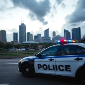 Police car speeding through Orlando