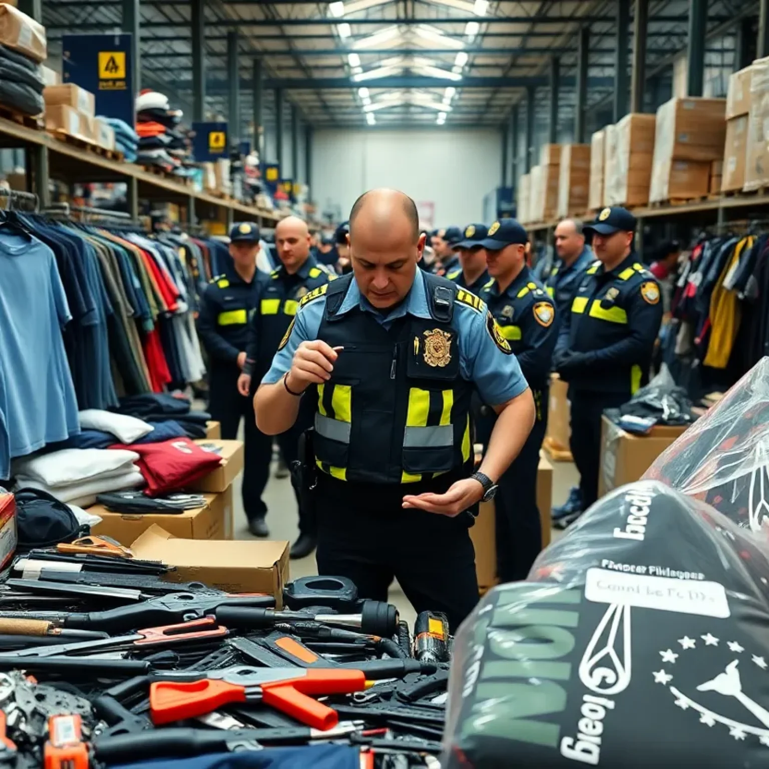 Police officer with recovered stolen merchandise in Orlando