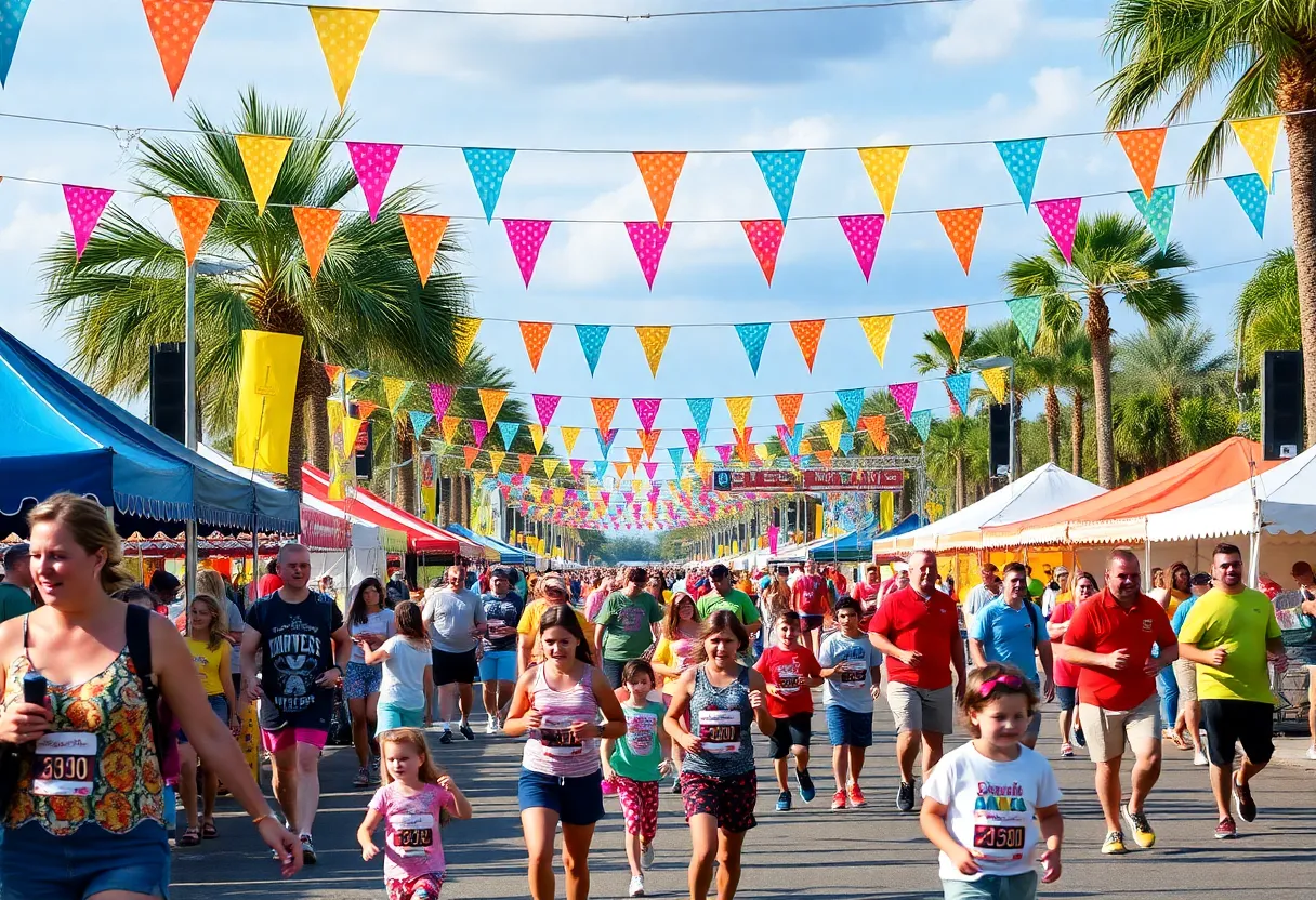 Families enjoying a summer festival in Orlando with activities and live music.
