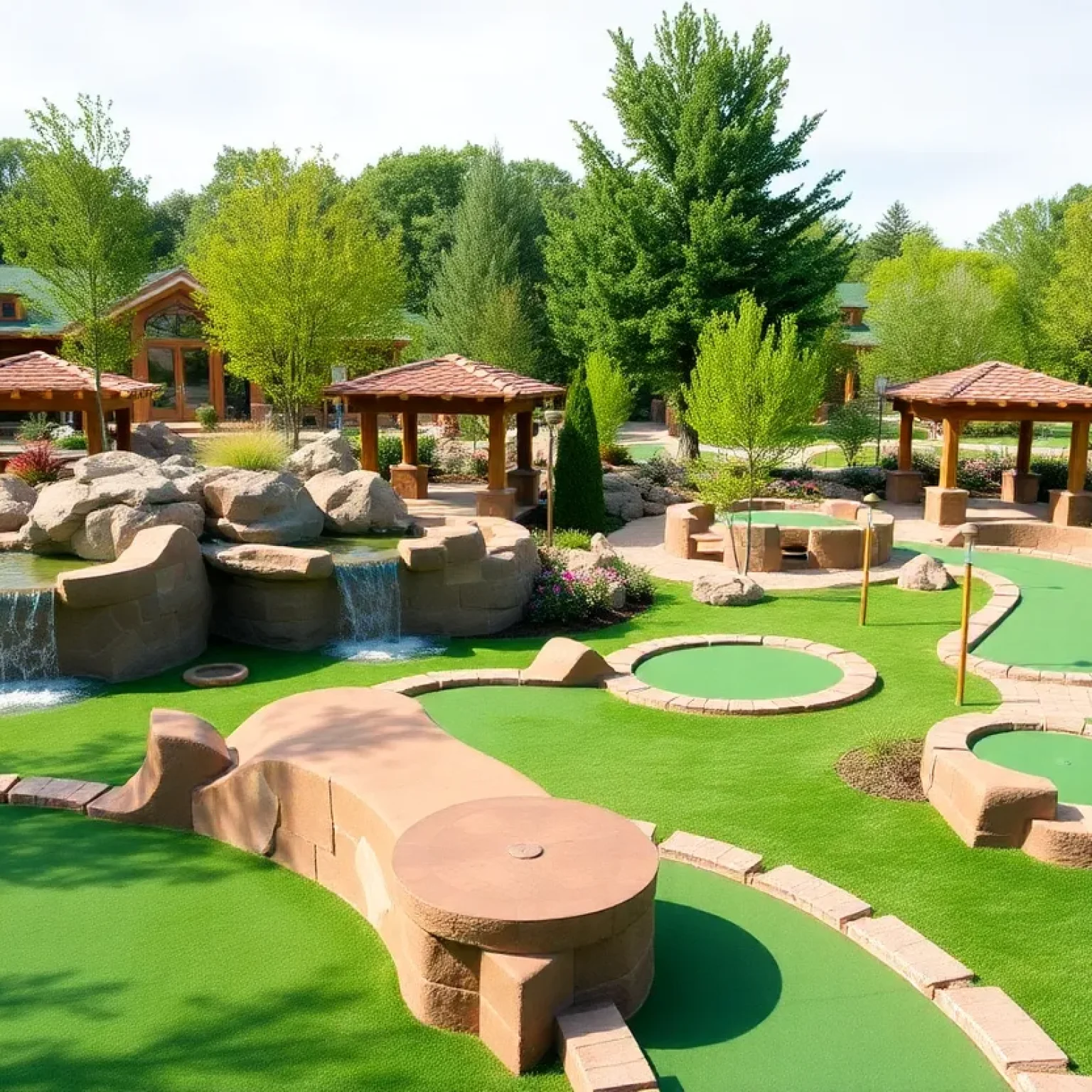 New PopStroke mini golf course in Orlando with scenic water features