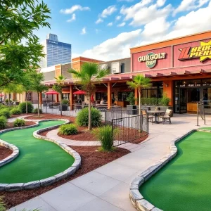 Concept art of PopStroke Mini-Golf and Dining venue in Orlando
