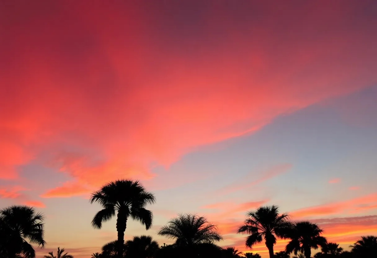 Vivid sunset over Central Florida affected by Saharan dust