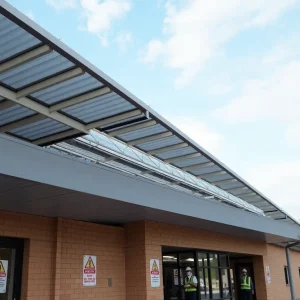 Exterior of Salvation Army Donation Center highlighting safety protocols