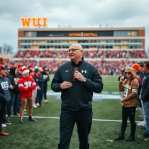 University football coach on campus overseeing practice