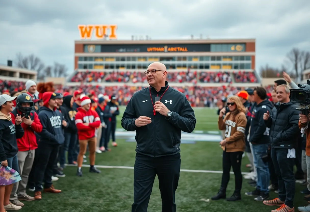 University football coach on campus overseeing practice