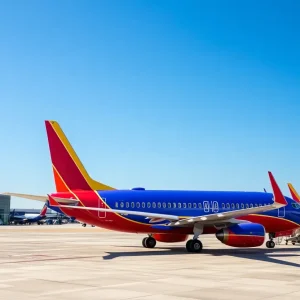 Southwest Airlines aircraft ready for boarding at Sarasota International Airport