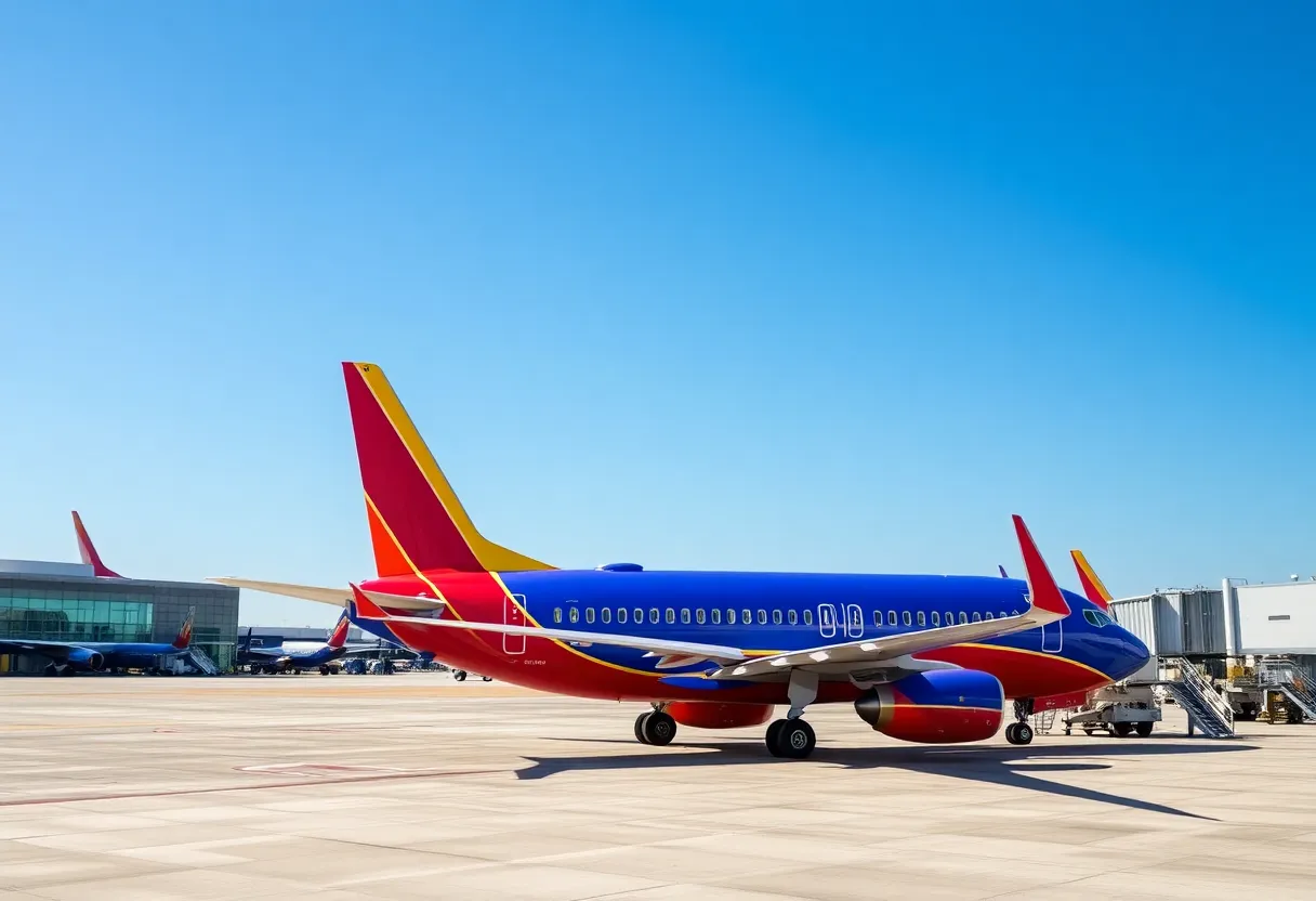 Southwest Airlines aircraft ready for boarding at Sarasota International Airport