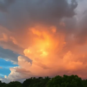 Dramatic storm clouds over Central Florida, highlighting the weather changes