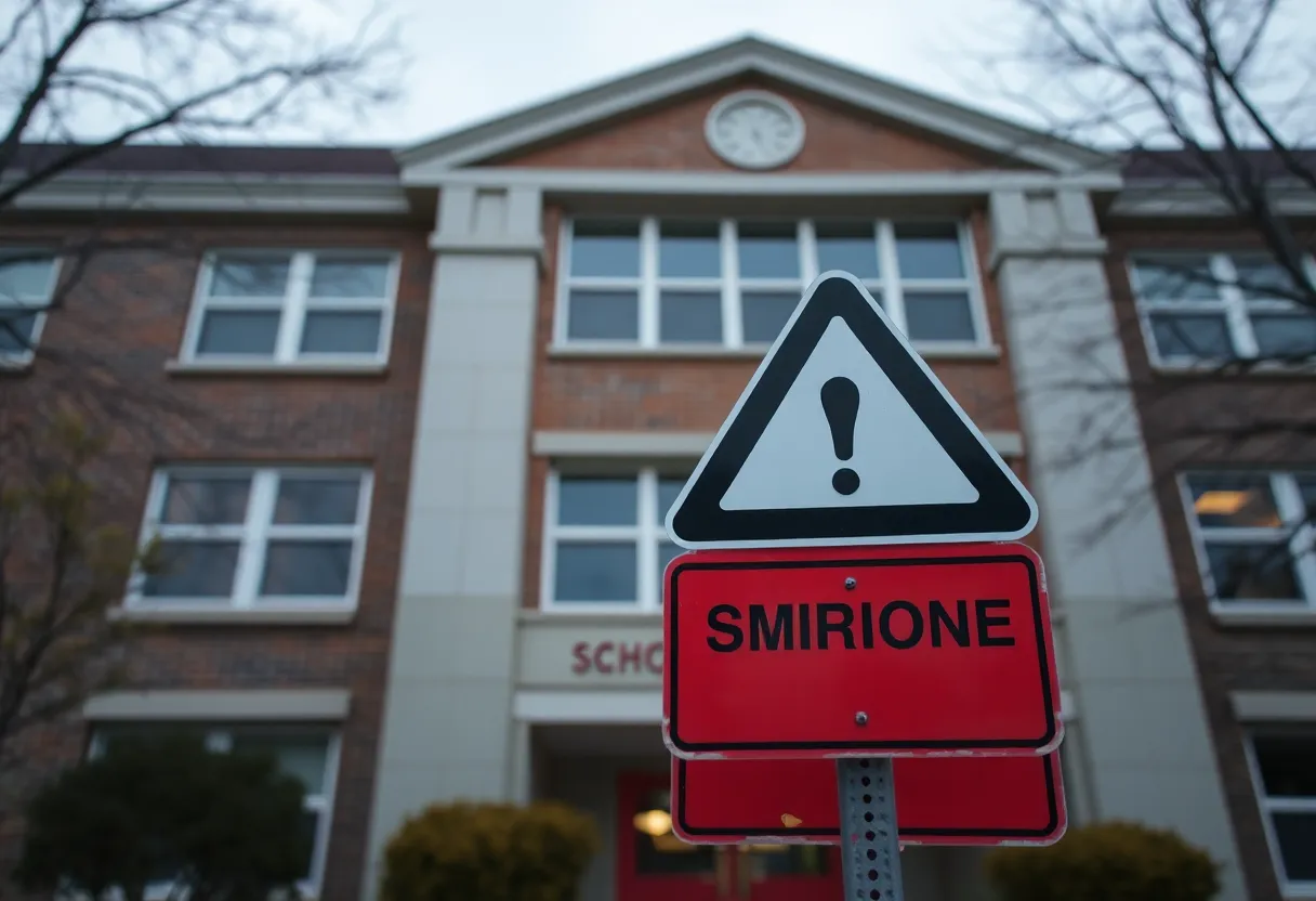School building representing the community's concern for student safety
